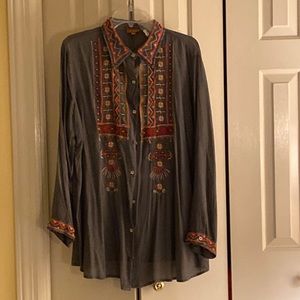 Embroidered gray top